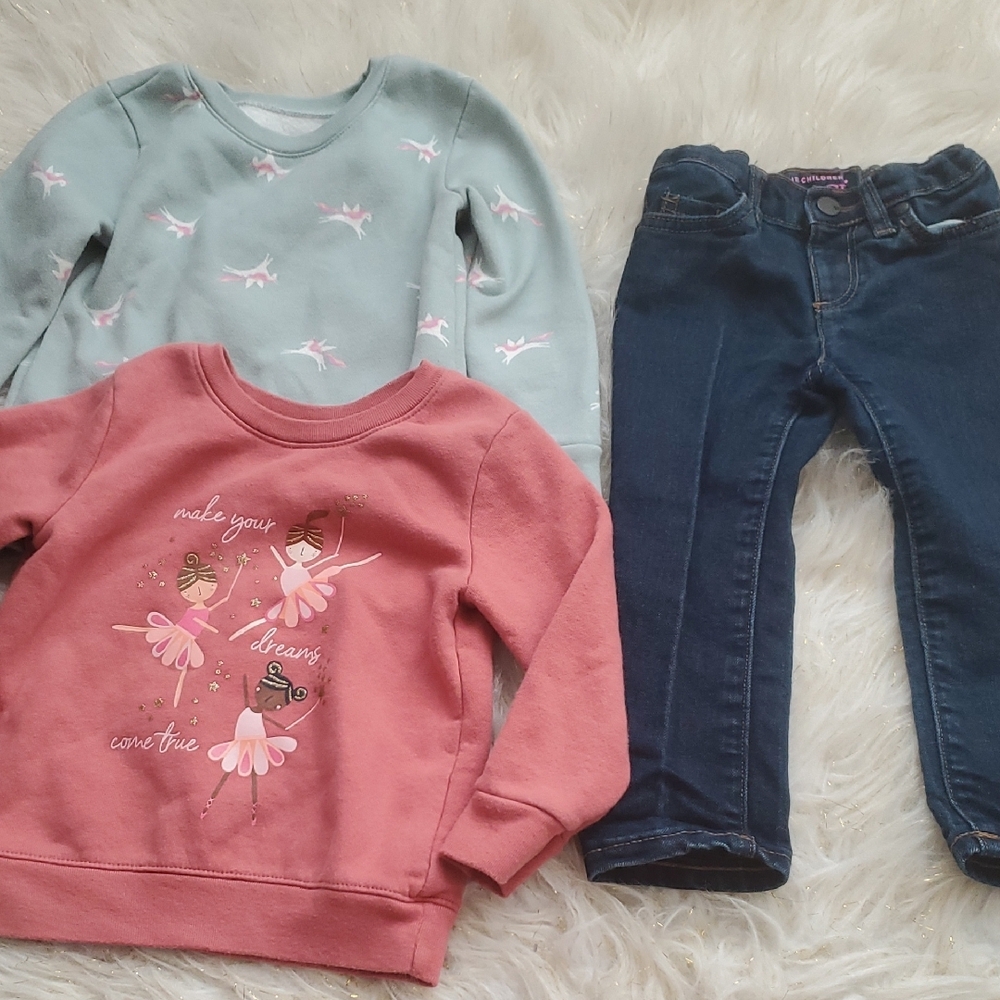 Kids' Sweatshirts and Jeans Set - Pink and Blue